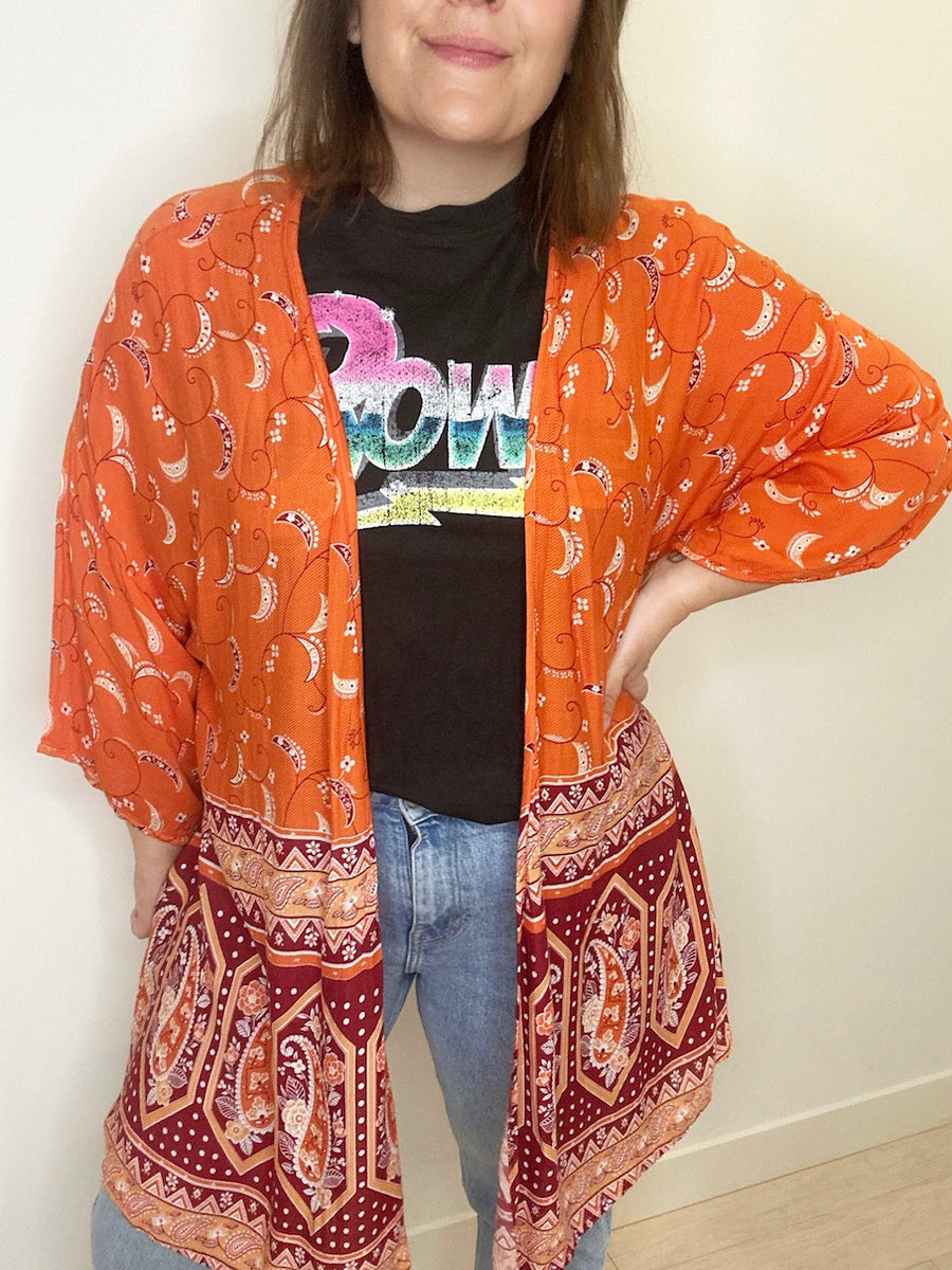 Orange chiffon kimono